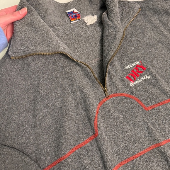 VINTAGE Molson Dry Special Day two-toned 1/4 zip fleece sweatshirt - Picture 4 of 10